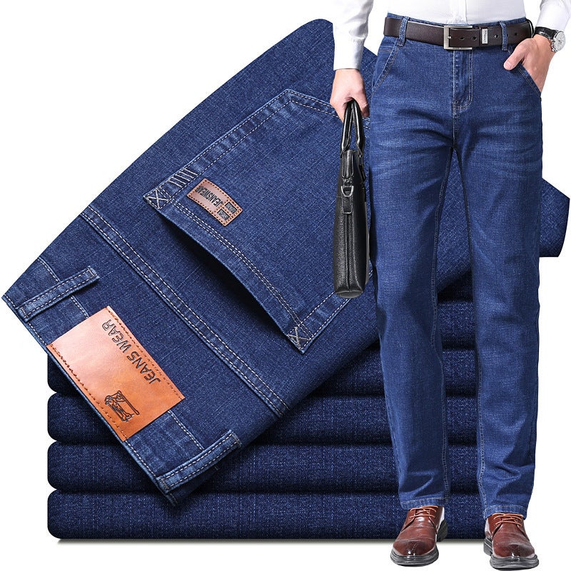 Men'S Mid-Waist Youthful Fashion Jeans Men'S Easiest For Match Straight-Leg Stretch Long Pants - Image 5